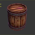 Rustic Wooden Barrel Shaped Coffee Table With Metal Hoops And Natural Wood Texture