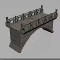 Classic Stone Bridge Structure With Decorative Railings And Solid Stone Deck