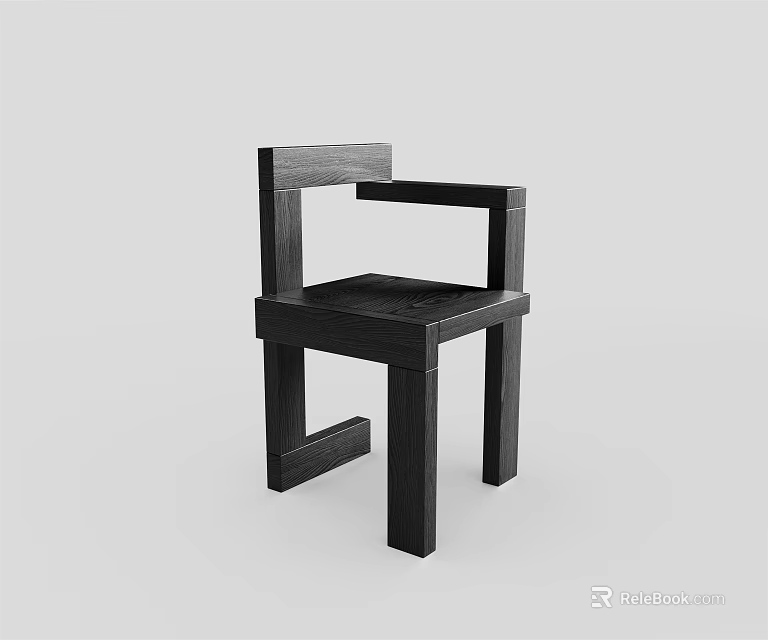 Modern Black Leisure Chair With Geometric Structure And Simple Design 3d model 