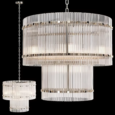 Elegant Multi Tier Crystal Chandelier With Glass Rods And Metal Frame 3d model