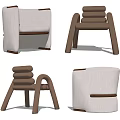 Modern Accent Leisure Chair With Curved Wooden Frame And Upholstered Seat Design