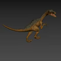 Tyrannosaurus Rex Running On Grassland With Cracked Ground Open Mouth And Sharp Teeth