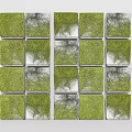 Green Vines in Square Panels for Modern Wall Decoration with Silver Background 3d model
