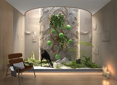 Courtyard Garden Small Landscape Sunny Patio 3d model