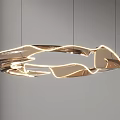 Elegant Modern Hanging Chandelier with Metallic Finish Unique Irregular Ring Shape and Warm Lighting