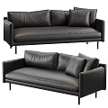 Black Leather Multi Seat Sofa with Modern Sleek Design and Comfortable Cushions 3d model