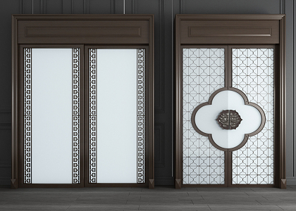 New Chinese-style sliding door 3d model