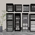 Kitchen Appliances Multiple Black Glass Door Disinfectors Storing Plates And Cups