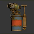Steampunk Vintage Device With Orange Blue Cylinder Red Stripes And Green Yellow Accents