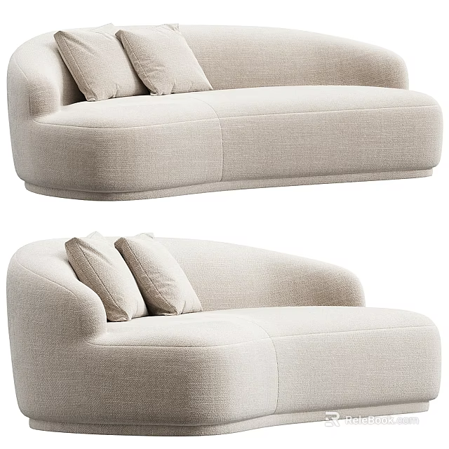 Modern Beige Multi-seater Sofa With Soft Cushions And Cozy Upholstered Fabric 3d model 