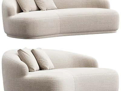 Modern Beige Multi-seater Sofa With Soft Cushions And Cozy Upholstered Fabric 3d model