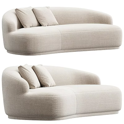 Modern Beige Multi-seater Sofa With Soft Cushions And Cozy Upholstered Fabric 3d model