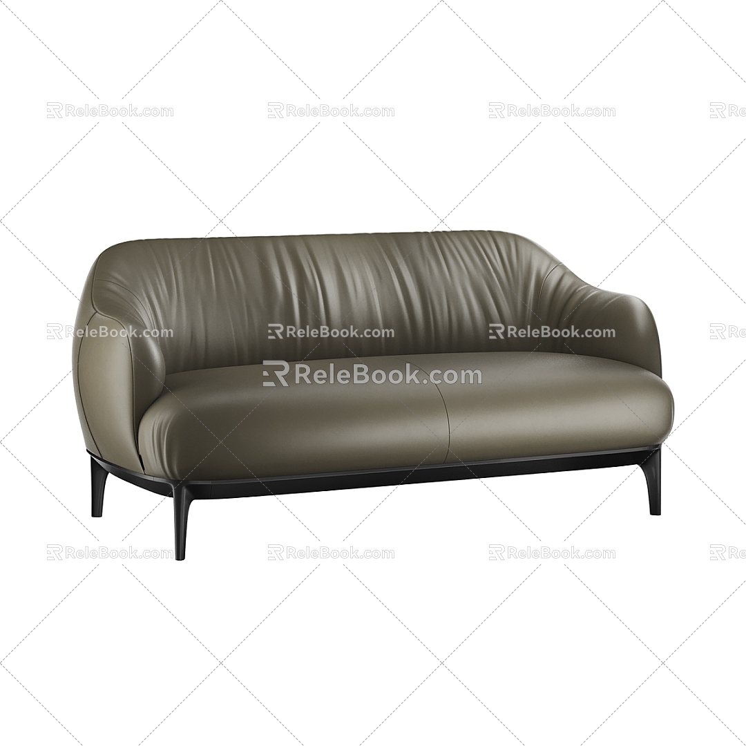 Simple Double Sofa Double Sofa Simple Sofa Green Sofa Living Room Sofa 3d model