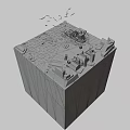 Cartoon Animated Arctic Scene With Orange Tugboat Icebergs Seagulls Buildings And Icy Ocean