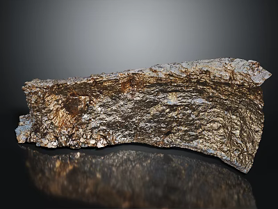 Raw Natural Wood Stone With Rough Surface And Golden Brown Textured Patterns 3d model
