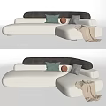Modern Multiplayer Sofa Pillow Blanket Casual Sofa 3d model