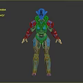 Game Movie Character Blue Mechanical Armor With Futuristic Metallic Design And Structure