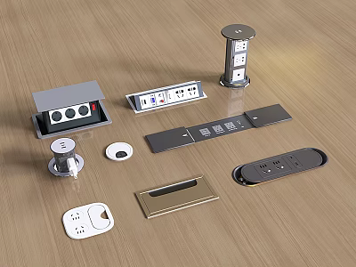 Modern embedded multi-function socket desktop socket flip patch cord board 3d model