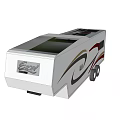 Reception Desk In White Camper Van With Black Red Stripes And Windows 3d model