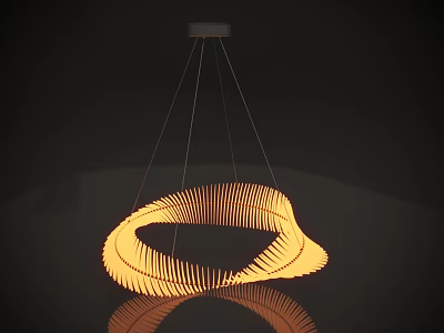 Modern Spiral Chandelier With Glowing Metallic Finish And Reflection For Interior Decor 3d model