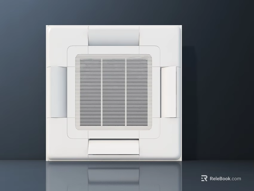 Sleek White Air Conditioner Ceiling Vent With Modern Grille Design 3d model 