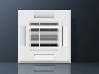 Sleek White Air Conditioner Ceiling Vent With Modern Grille Design 3d model