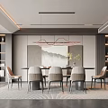 Modern Restaurant Interior With Dining Table Stylish Chairs Pendant Lights And Decorative Art
