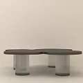 Modern Petal Shaped Coffee Table With Black Tabletop And Silver Legs