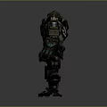 Detailed Heavy Armored Robot Character With Mechanical Design And Blue Accents