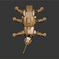 Golden Mechanical Spider Structure With Metallic Legs And Geometric Design