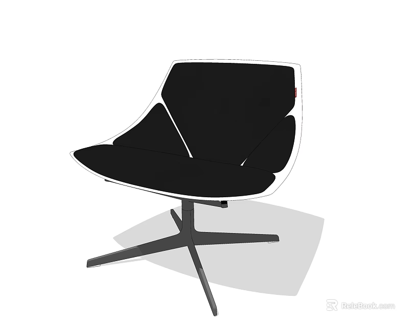 Stylish Black Office Chair With Modern Swivel Base And Comfortable Design 3d model 