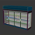 Electronic Refrigerated Display Case Commercial Glass Doors Blue Top Multiple Shelves For Retail Product