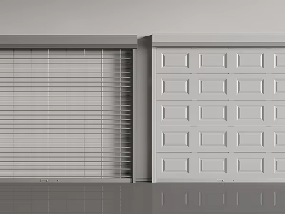 Modern Garage Doors Exterior With Roller Shutter Slats And Paneled White Design 3d model