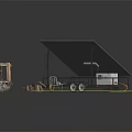 Utility Trailer With Tilt Bed Water Well Tools And Yellow Rope 3d model
