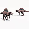 Two Brown Dinosaurs With Red And Blue Spiked Sails In 3D Rendering 3d model