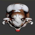 Cute Christmas Reindeer Figurine With Brown Antlers Red Nose And Snow Covered Details