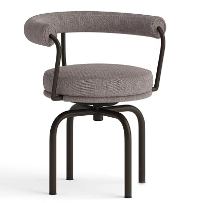 Modern Accent Chair With Upholstered Seat Curved Armrest And Metal Frame 3d model
