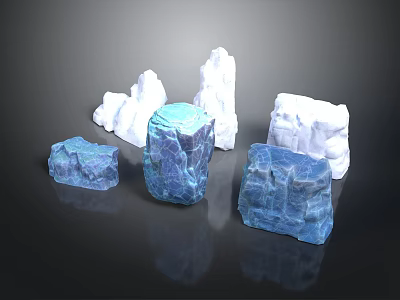 Household Ice Cubes In Various Shapes And Blue White Colors For Daily Use 3d model