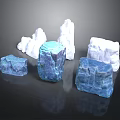 Household Ice Cubes In Various Shapes And Blue White Colors For Daily Use