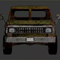 Old Rusted Yellow Pickup Truck With Open Bed And Retro Style