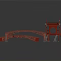 Red Architectural Model Featuring Curved Structure And Multi Level Intricate Platforms