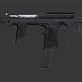 Modern Tactical Weapon With Black Body Metal Rail And Magazine Design