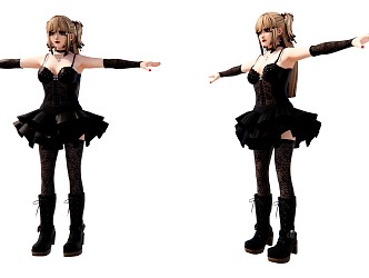 Modern Game Character Black Sexy Dress 3d model