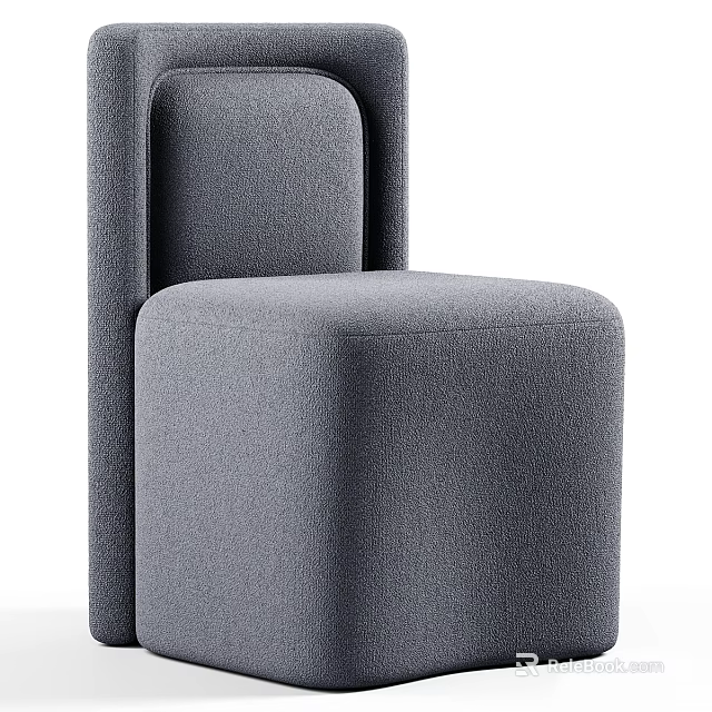 Modern Gray Single Sofa Upholstered With Curved Back And Rounded Armrests 3d model 