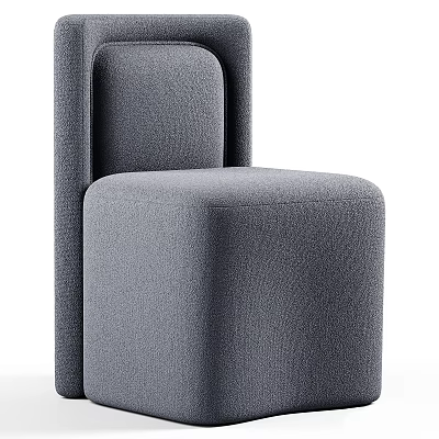 Modern Gray Single Sofa Upholstered With Curved Back And Rounded Armrests 3d model