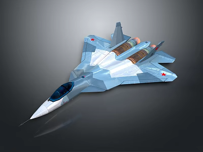 Modern Military Fighter Jet With Aerodynamic Design Red Star Emblem And Engine Details 3d model
