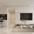 Modern Living and Dining Room Interior With Open Layout TV Wall Sofa And Dining Table 3d model