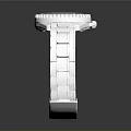 Luxury Silver Watch Design With Metal Strap Shiny Dial Crystal Details And Reflective Surface
