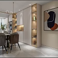 Modern Living Dining Room Interior Design With TV Wall Hanging Pendant Lights And Coffee Table