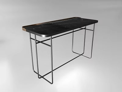 Modern Sleek Dressing Table With Black Metal Frame And Smooth Countertop 3d model